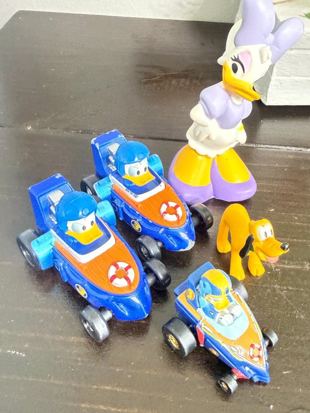 Set Of 3 Disney Donald Duck Mickey and the Roadster Racers, Daisy Pluto Figurine
